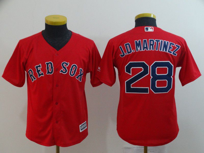 Youth Boston Red Sox #28 J.D.Martinez Red Game MLB Jerseys->women mlb jersey->Women Jersey
